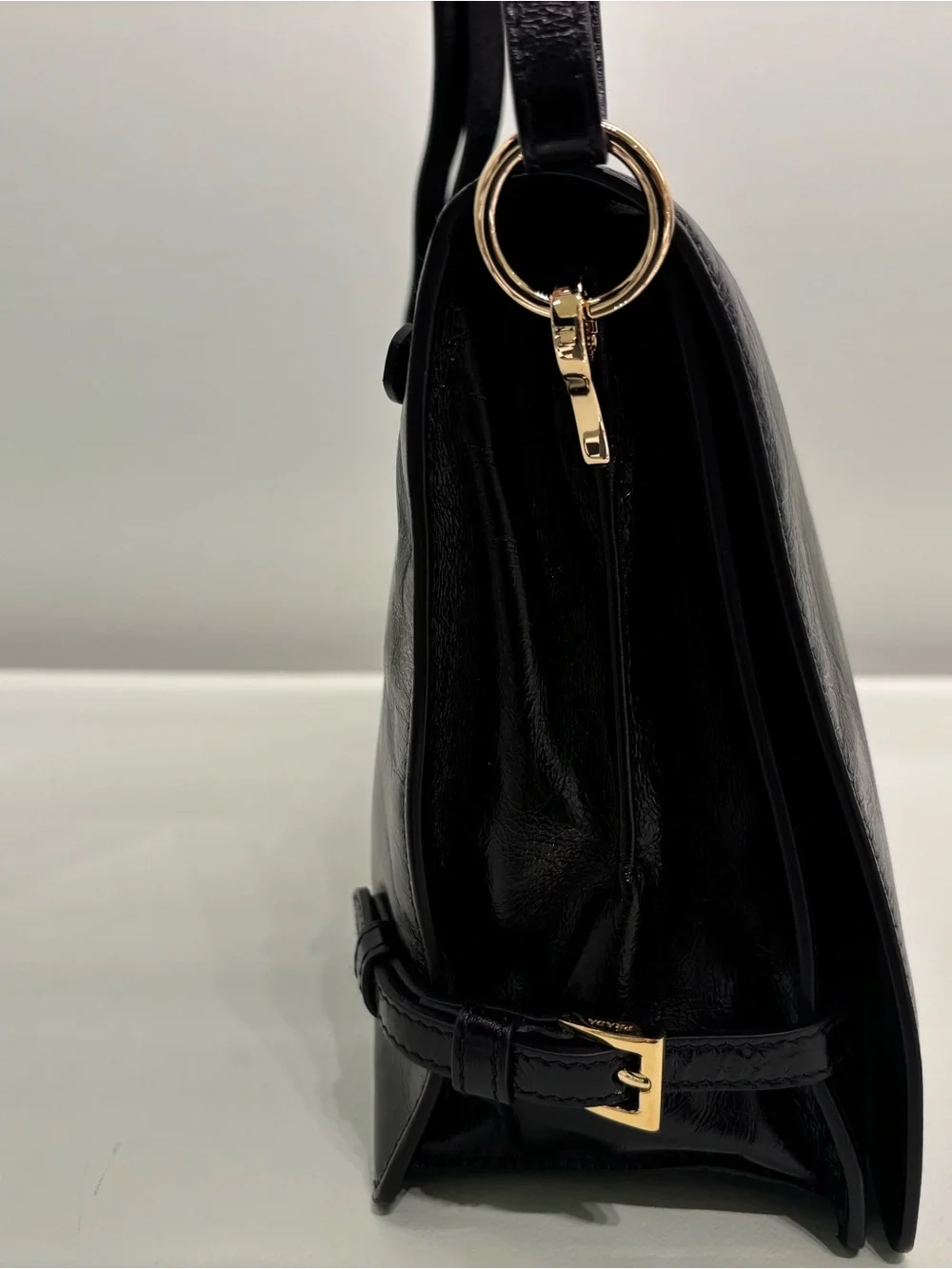Prada Black Patent Leather Messenger Bag